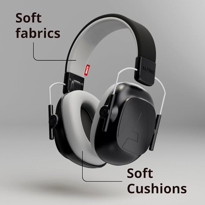 Alpine Muffy Kids - Hearing Protection - CE & ANSI Certified - Adjustable for Ages 3-16 years - Noise Cancelling Headphones - 25dB Sound Reduction Ideal for Protection and Concentration Aid – Black