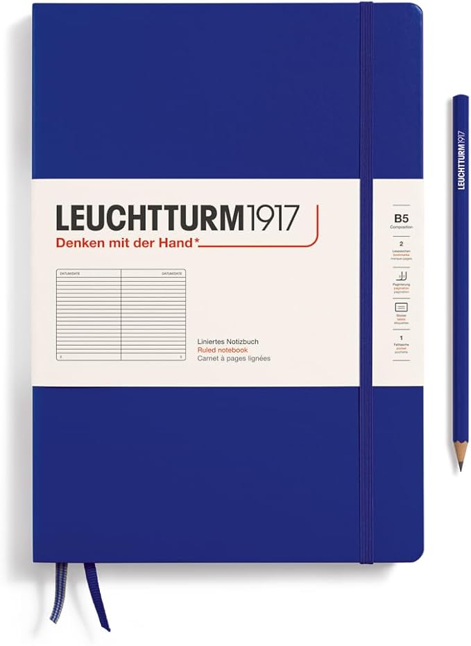 LEUCHTTURM1917 - Notebook Hardcover Composition B5-219 Numbered Pages for Writing and Journaling (Dusty Rose, Ruled)