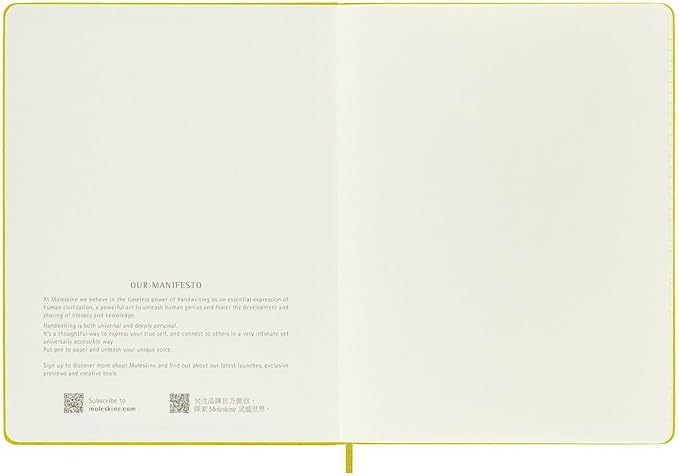 Moleskine Classic Notebook, Hard Cover, XL (7.5" x 9.5") Ruled/Lined, Hay Yellow (Silk), 192 Pages