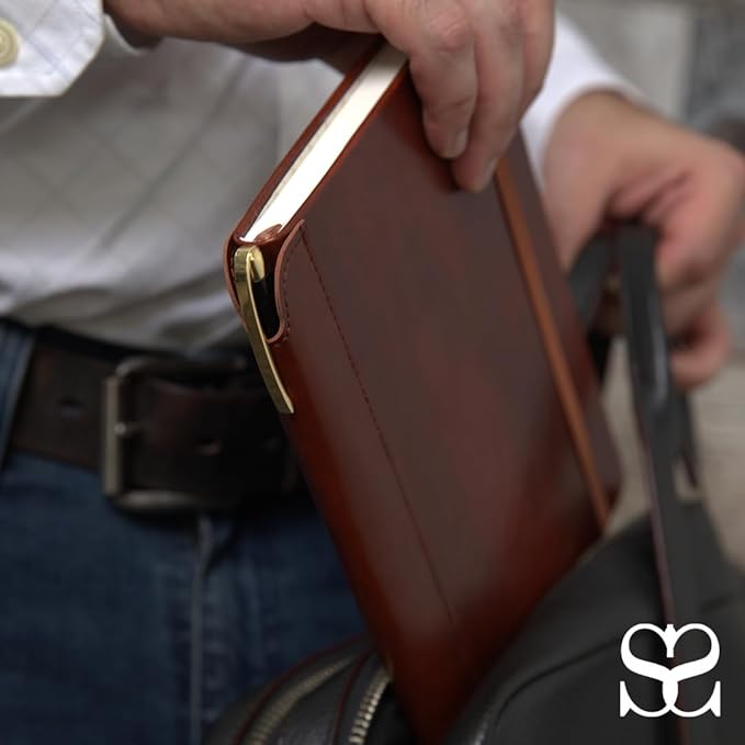 SETTINI® Lined Journal - Compass Journal for Writing Gift Set - Hardcover Vegan Leather, Includes Luxury Pen in a Unique Pen Holder, 192 Pages, 6 x 8.5 inches, Birthday Gift