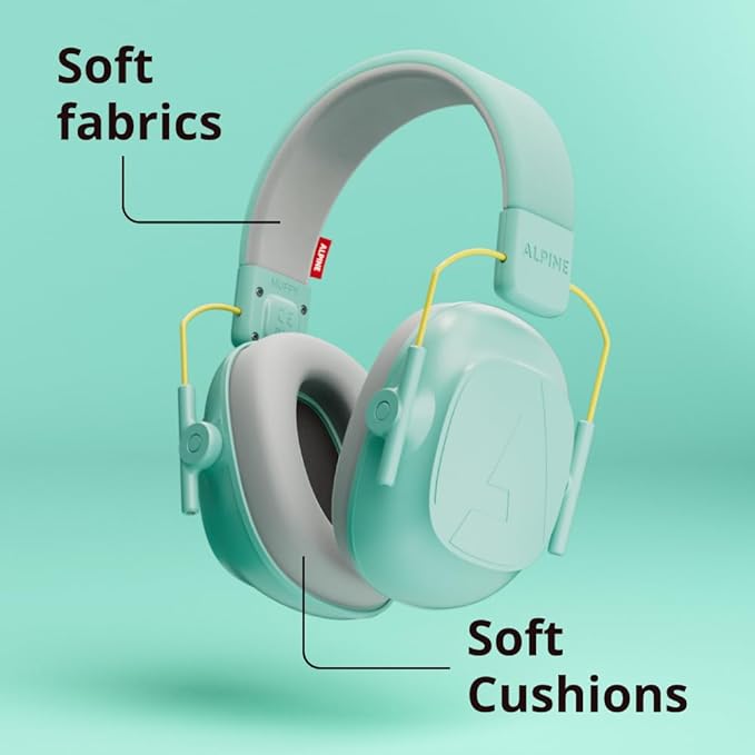 Alpine Muffy Kids - Hearing Protection - CE & ANSI Certified - Adjustable for Ages 3-16 years - Noise Cancelling Headphones - 25dB Sound Reduction Ideal for Protection and Concentration Aid - Mint