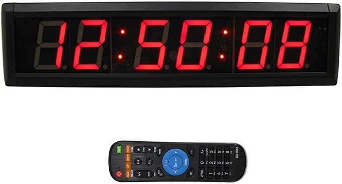 Large Digital Wall Clock with Remote Control, LED Stopwatch Timer, Countdown,Count Up, 12/24 Hour Switchable Time Clock for Home Gym Living Room Office Garage Decor (Red,16.3" x 3.9")