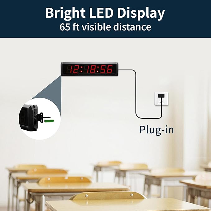 Large Digital Wall Clock with Remote Control, LED Stopwatch Timer, Countdown,Count Up, 12/24 Hour Switchable Time Clock for Home Gym Living Room Office Garage Decor (Red,16.3" x 3.9")