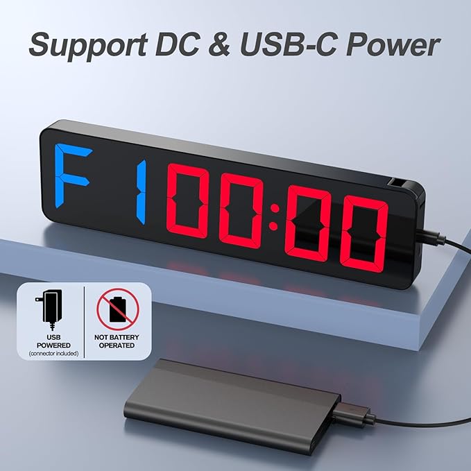 Gym Timer 15" Large LED Display Wall Clock | Gym Interval Workout | Count Down & Up | Stopwatch | Adjustable Buzzer Volume | Upgraded Remote | Digital Timer for Fitness Classroom Home Garage Outdoor