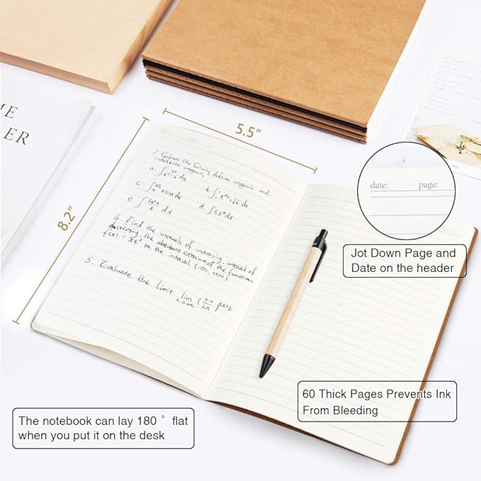 feela 30 Pack Kraft Notebooks, A5 60 Lined Pages Notebooks and Journals for Women Girls Students Making Plans Writing Memos Office School Supplies, 8.3 X 5.5 in