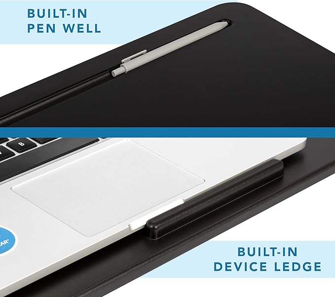 LAPGEAR Original Lap Desk – Large (17.9” x 13”) | Fits Up to 17.3” Laptops | Cushioned with Device Ledge, Pencil Tray & Handle | Portable & Lightweight | 12-Pack | Black – Style No. 45008