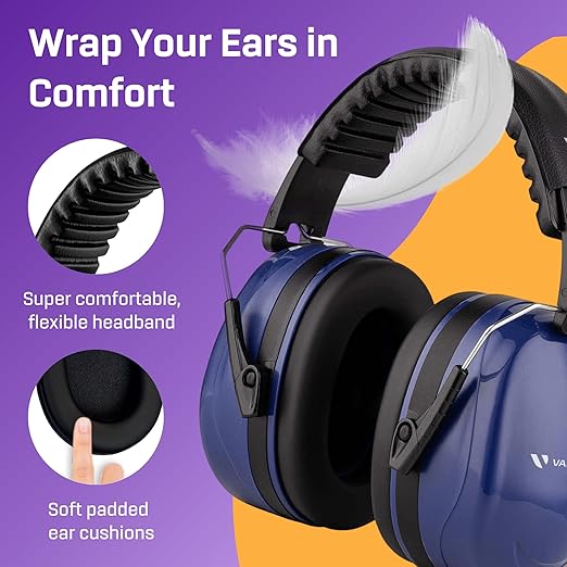 Vanderfields Hearing Protection Ear Muffs for Noise Reduction, 33dB Certified, Noise Cancelling Safety Ear Protection for Shooting, Adult Headphones for Lawn Mowing, DIY, Construction, Woodworking
