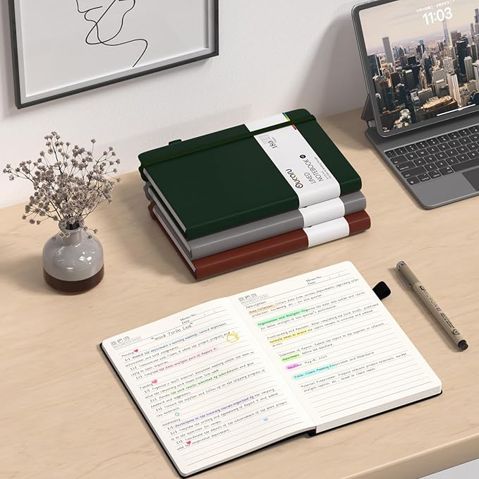 Oucaru Lined Journal Notebook, 8 Pack, 180 Pages, A5 Journals for Writing, 100 GSM Thick Paper, Small Notebooks Daily Journal for Women Men Work, Business, School, Travel Supplies