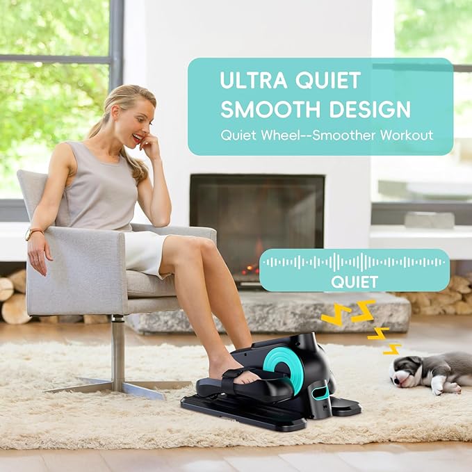 Under Desk Elliptical Machine, Morelax Ellipse Leg Exerciser for Seniors Fully Assembled, Quiet & Portable Electric Seated Pedal Exerciser with Remote Control & 12 Adjustable Speeds