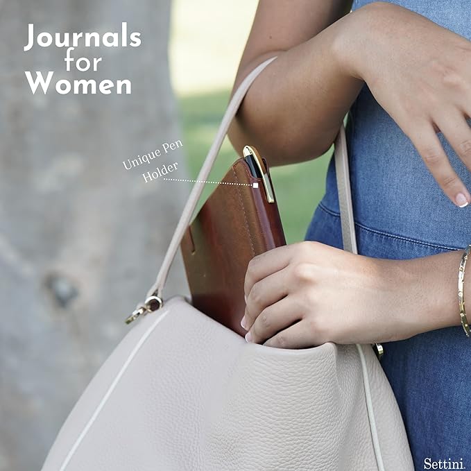 SETTINI® Lined Journal - Heart Journal for Writing Gift Set - Hardcover Vegan Leather, Includes Luxury Pen in a Unique Pen Holder, 192 Pages, 6 x 8.5 inches - Birthday Gift