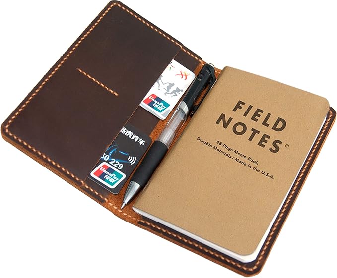Handmade Leather Cover For 3.5"X5.5" Notebooks,Leather Journal Cover for Field Notes, Gift For Him (Brown)