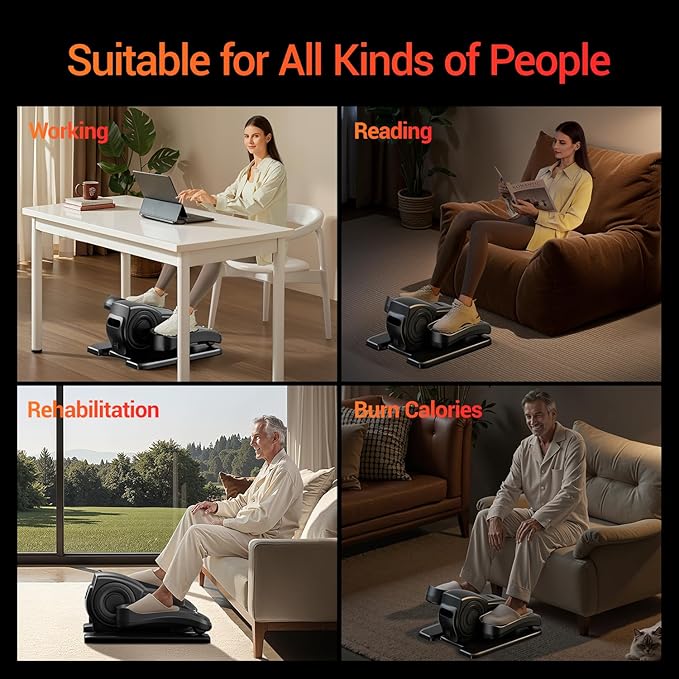 Under Desk Elliptical Machine, Ellipse Leg Exerciser as Seen on TV with Remote, Electric Seated Eclipse Foot Pedal Peddler Sitting for Senior,12 Speeds&Modes Fully Assembled for Home Office