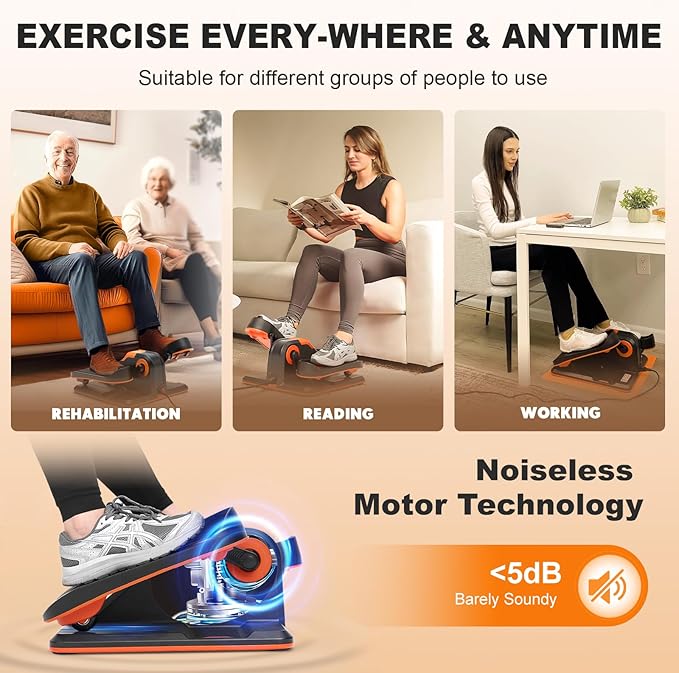 TOUSAINS Under Desk Elliptical Machine with App, Electric Ellipse Leg Exerciser for Seniors with 7 Adjustable Speeds, Portable Elliptical Training Machines Fully Assembled with Remote Control