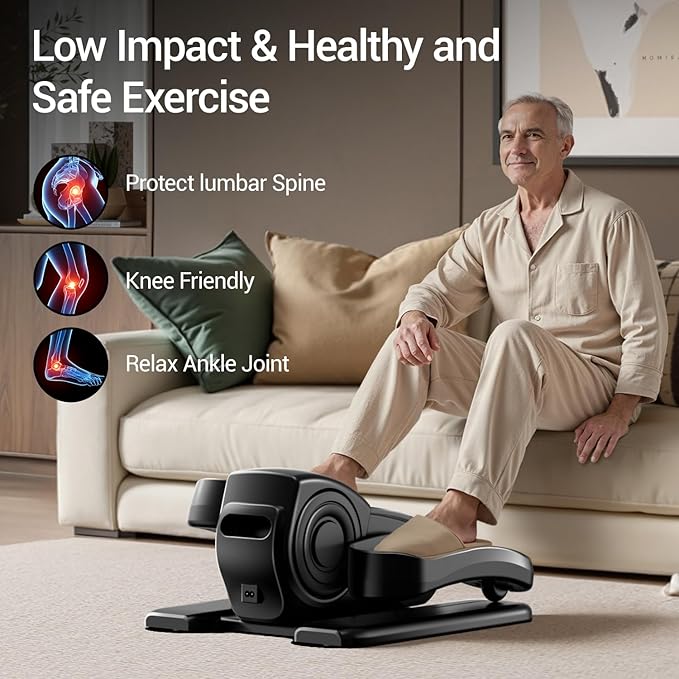 Under Desk Elliptical Machine, Ellipse Leg Exerciser as Seen on TV with Remote, Electric Seated Eclipse Foot Pedal Peddler Sitting for Senior,12 Speeds&Modes Fully Assembled for Home Office