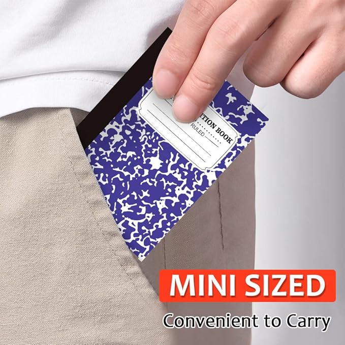 feela 70 Pack Mini Composition Notebook Bulk, Cute Pocket Composition Note Pad, Small Journal Notebooks for Students College School Supplies, 4.5" X 3.25", Narrow Ruled, 5 Marble Covers