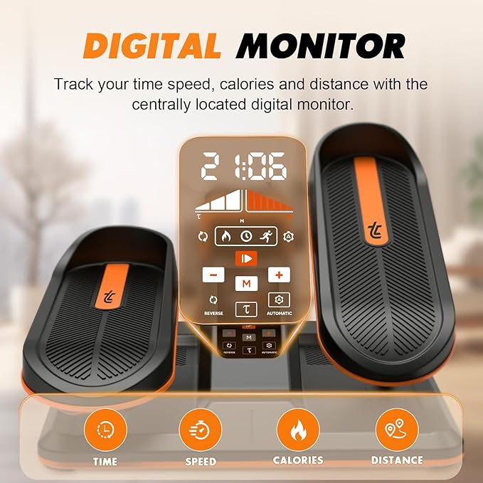 TOUSAINS Under Desk Elliptical Machine with App, Electric Ellipse Leg Exerciser for Seniors with 7 Adjustable Speeds, Portable Elliptical Training Machines Fully Assembled with Remote Control