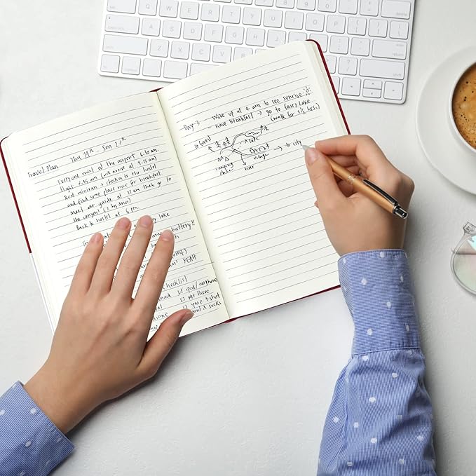 6 Pack A5 Journal Notebooks College Ruled Notebook Classic Leather Hardcover Lined Journals for Writing Office School Home Business, 8.3 x 5.5 inch, 100GSM Thick Paper, 160 Pages (Multicolor, 6 Pack)