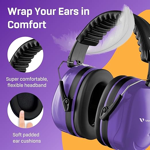 Vanderfields Hearing Protection Ear Muffs for Noise Reduction, 33dB Certified, Noise Cancelling Safety Ear Protection for Shooting, Adult Headphones for Lawn Mowing, DIY, Construction, Woodworking
