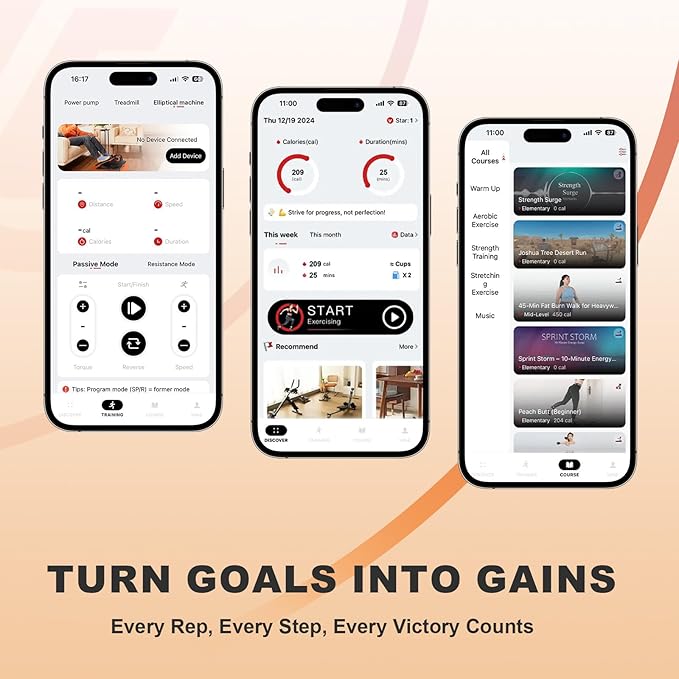 TOUSAINS Under Desk Elliptical Machine with App, Electric Ellipse Leg Exerciser for Seniors with 7 Adjustable Speeds, Portable Elliptical Training Machines Fully Assembled with Remote Control