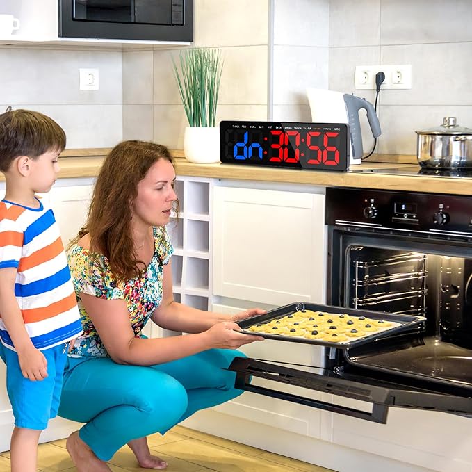 13" Gym Timer Clock, Workout Interval Timer with Remote Control, Count Down & Up Stopwatch, Adjustable Brightness, Large LED Digital Display, Fitness Digital Clock for Home/Garage/Boxing