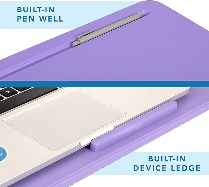 LAPGEAR Original Lap Desk – Large (17.9” x 13”) | Fits Up to 17.3” Laptops | Cushioned with Device Ledge, Pencil Tray & Handle | Portable & Lightweight | Purple Amethyst – Style No. 45152