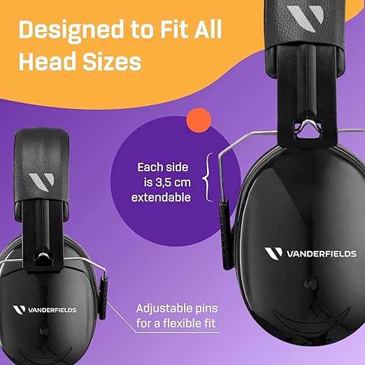 Vanderfields Hearing Protection Ear Muffs for Noise Reduction, 33dB Certified, Noise Cancelling Safety Ear Protection for Shooting, Adult Headphones for Lawn Mowing, DIY, Construction, Woodworking