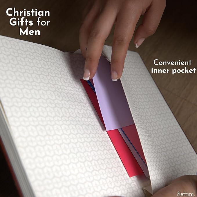 SETTINI® Lined Journal - Celtic Cross Journal for Writing Gift Set - Hardcover Vegan Leather, Includes Luxury Pen in a Unique Pen Holder, 192 Pages, 6 x 8.5 inches, Bible Journal, Birthday Gift