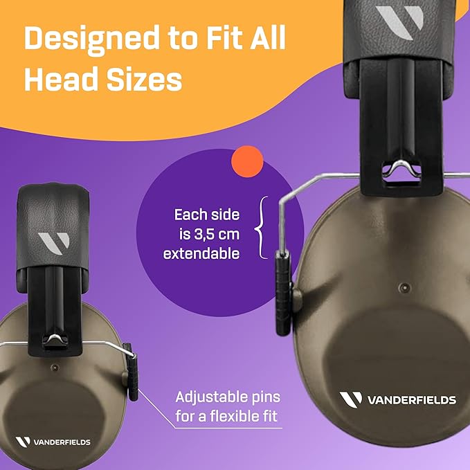 Vanderfields Hearing Protection Headphones - 26dB - Range Shooting Ear Protection - Noise Cancelling Ear Muffs for Adults