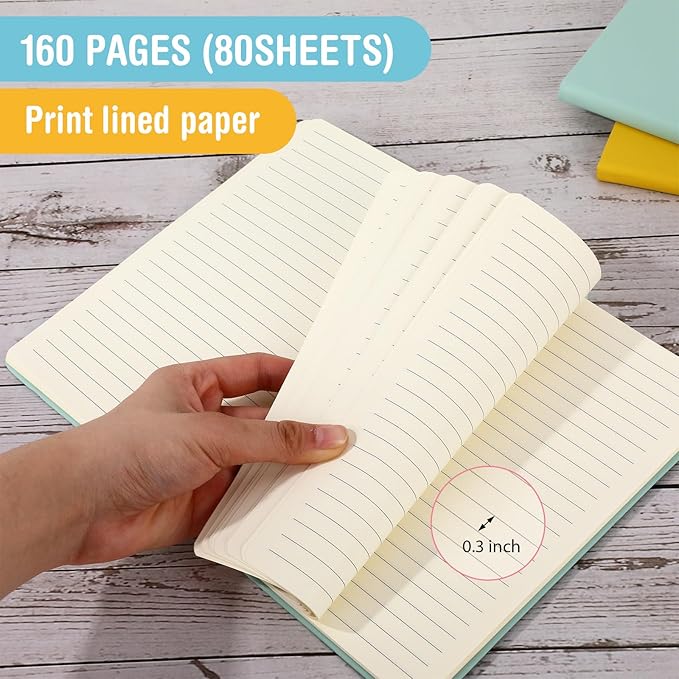 Honoson 20 Pack Lined Journal Notebooks A5 Hardcover Executive Notebook 5.5 x 8.3 PU Leather Wide Ruled Journals Bulk with Elastic Band for Home Business Office School Supplies(4 Pastel Colors)