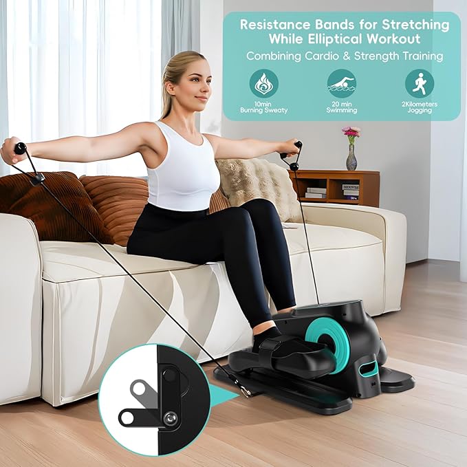 Under Desk Elliptical Machine, Morelax Ellipse Leg Exerciser for Seniors Fully Assembled, Quiet & Portable Electric Seated Pedal Exerciser with Remote Control & 12 Adjustable Speeds