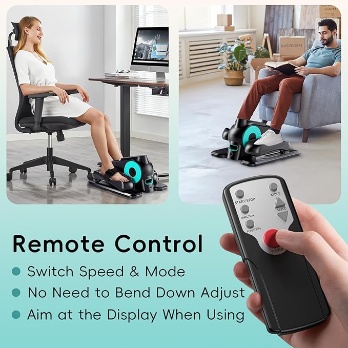 Under Desk Elliptical Machine, Morelax Ellipse Leg Exerciser for Seniors Fully Assembled, Quiet & Portable Electric Seated Pedal Exerciser with Remote Control & 12 Adjustable Speeds