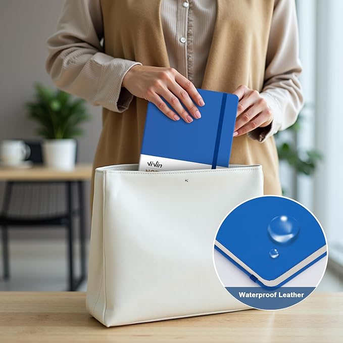 ViVin Lined Journal Notebooks for Work, 192 Pages, Medium 5.5 x 8.3 inch, College Ruled, A5 Hardcover Journaling Notebooks for Writing, 8 Pack Bulk