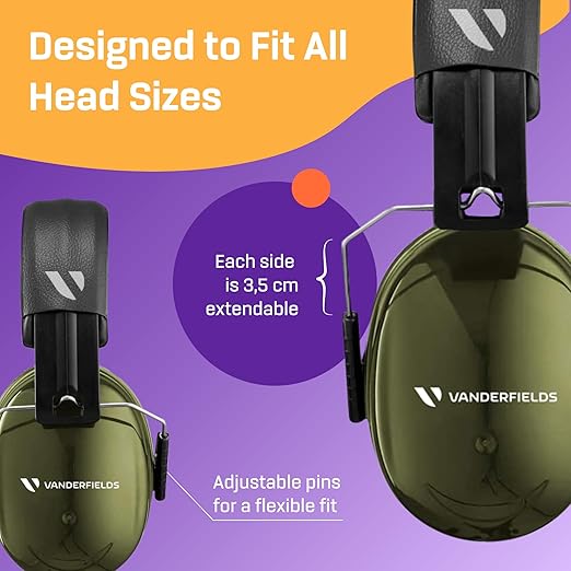 Vanderfields Hearing Protection Ear Muffs for Noise Reduction, 33dB Certified, Noise Cancelling Safety Ear Protection for Shooting, Adult Headphones for Lawn Mowing, DIY, Construction, Woodworking