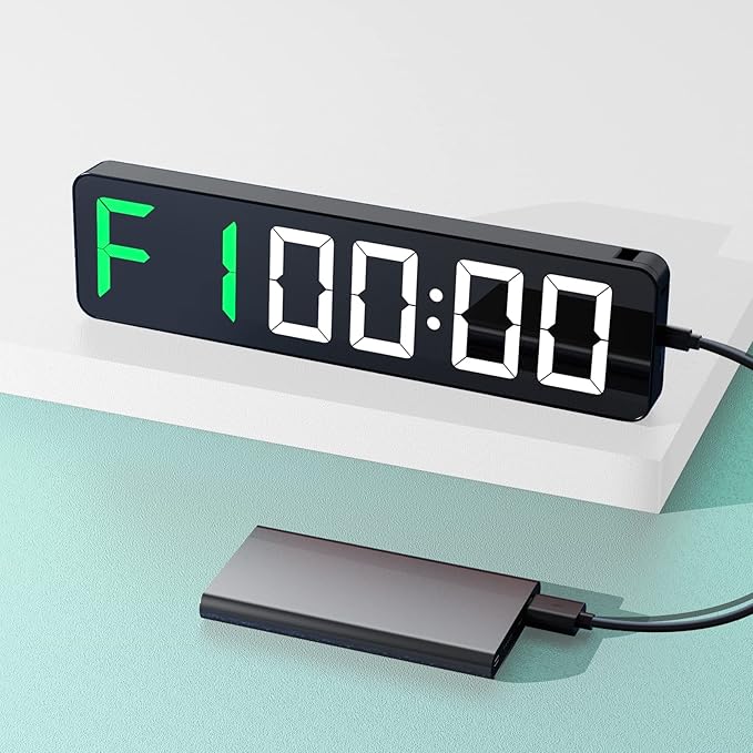 Gym Timer 15" Large LED Display Wall Clock | Interval Workout | Countdown & Up | Stopwatch | 12 Adjustable Volume | 3 Installation Ways | Digital Timer for Fitness Home Garage Gym and Outdoor Sport