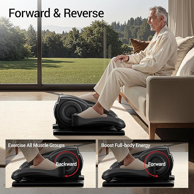 Under Desk Elliptical Machine, Ellipse Leg Exerciser as Seen on TV with Remote, Electric Seated Eclipse Foot Pedal Peddler Sitting for Senior,12 Speeds&Modes Fully Assembled for Home Office