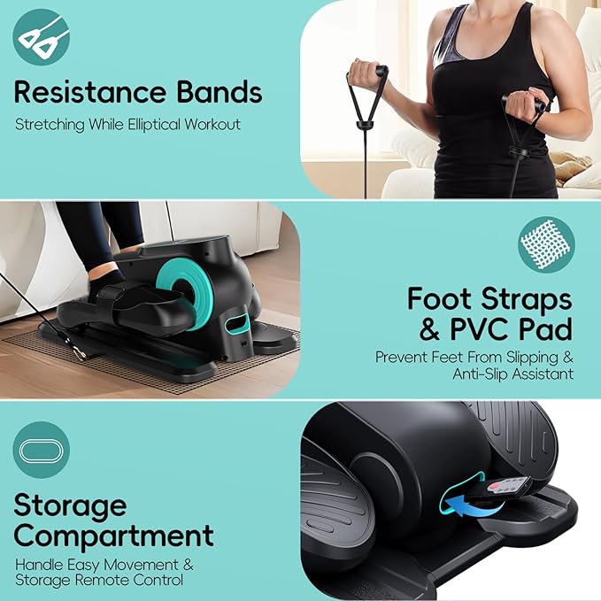 Under Desk Elliptical Machine, Morelax Ellipse Leg Exerciser for Seniors Fully Assembled, Quiet & Portable Electric Seated Pedal Exerciser with Remote Control & 12 Adjustable Speeds