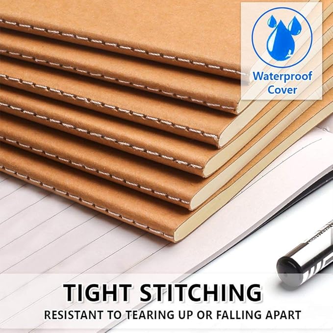 feela 30 Pack Kraft Notebooks, A5 60 Lined Pages Notebooks and Journals for Women Girls Students Making Plans Writing Memos Office School Supplies, 8.3 X 5.5 in