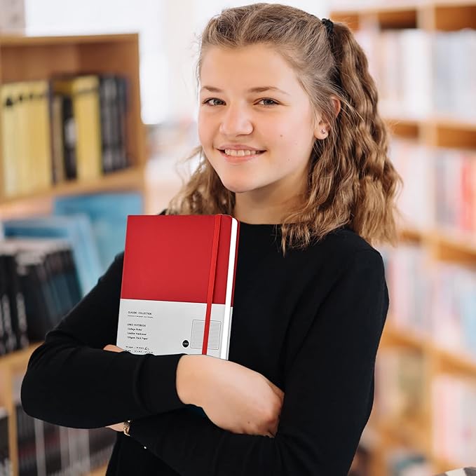 6 Pack A5 Journal Notebooks College Ruled Notebook Classic Leather Hardcover Lined Journals for Writing Office School Home Business, 8.3 x 5.5 inch, 100GSM Thick Paper, 160 Pages (Multicolor, 6 Pack)