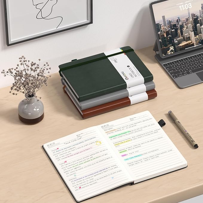 Oucaru Lined Journal Notebook, 8 Pack, 180 Pages, A5 Journals for Writing, 100 GSM Thick Paper, Small Notebooks Daily Journal for Women Men Work, Business, School, Travel Supplies