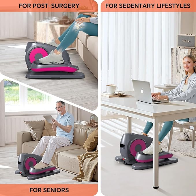 2025 New Under Desk Elliptical Machine, Electric Ellipse Leg Exerciser Pro As Seen On TV with 16 Adjustable Speed, Quiet and Fully Assembled with Remote Control & Non-Slip Foot Straps