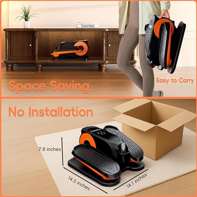 Under Desk Elliptical Machine, Morelax Ellipse Leg Exerciser for Seniors Fully Assembled, Quiet & Portable Electric Seated Pedal Exerciser with Remote Control & 12 Adjustable Speeds