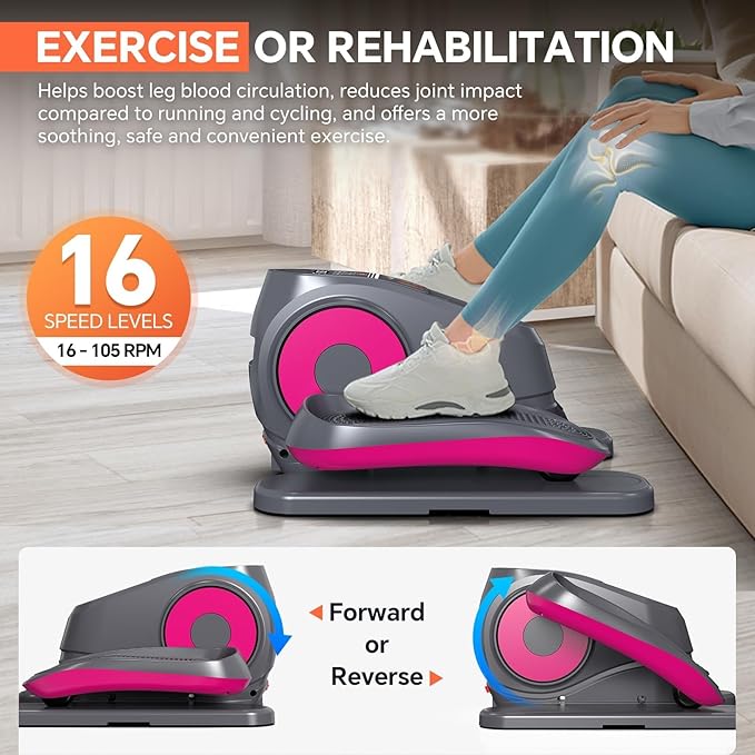 2025 New Under Desk Elliptical Machine, Electric Ellipse Leg Exerciser Pro As Seen On TV with 16 Adjustable Speed, Quiet and Fully Assembled with Remote Control & Non-Slip Foot Straps
