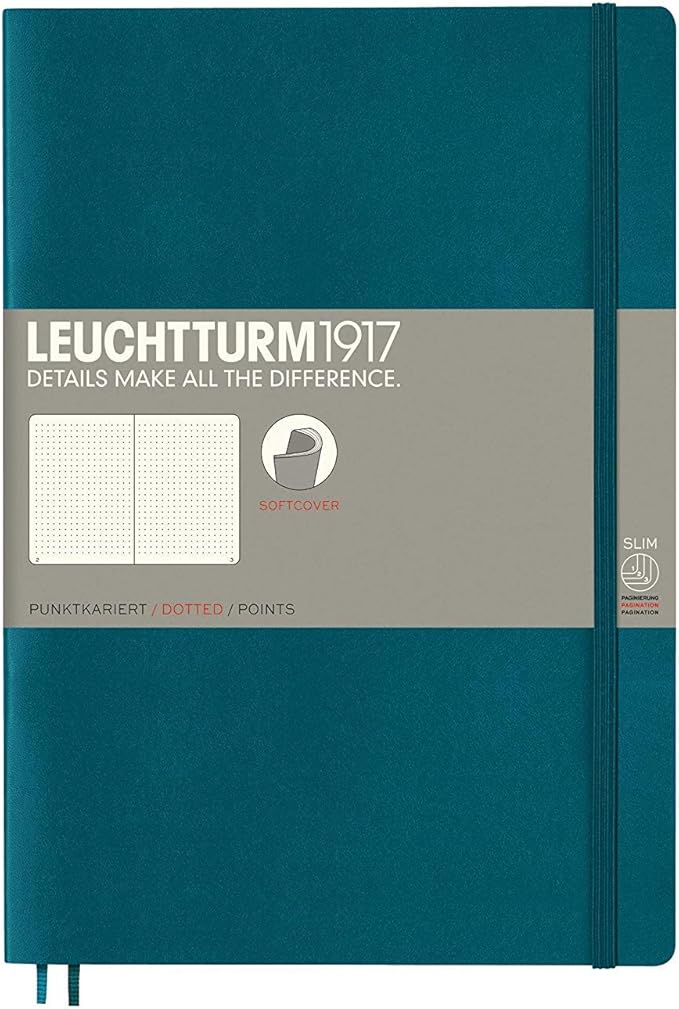 LEUCHTTURM1917 - Notebook Softcover Composition B5-123 Numbered Pages for Writing and Journaling (Dotted, Pacific Green)