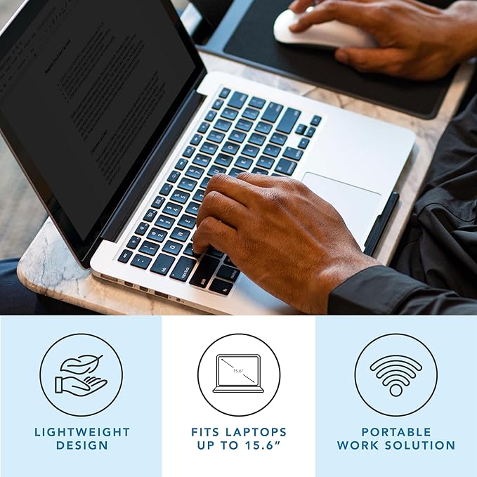 LAPGEAR Home Office Lap Desk with Device Ledge, Mouse Pad, and Phone Holder - White Marble - Fits Up To 15.6 Inch Laptops - Style No. 91501