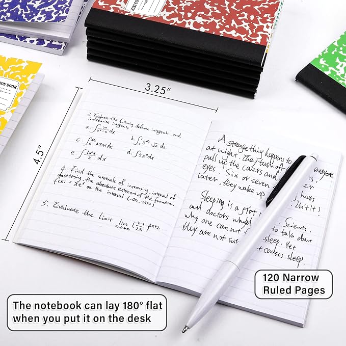 feela 70 Pack Mini Composition Notebook Bulk, Cute Pocket Composition Note Pad, Small Journal Notebooks for Students College School Supplies, 4.5" X 3.25", Narrow Ruled, 5 Marble Covers
