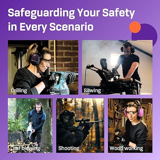 Vanderfields Hearing Protection Ear Muffs for Noise Reduction, 33dB Certified, Noise Cancelling Safety Ear Protection for Shooting, Adult Headphones for Lawn Mowing, DIY, Construction, Woodworking