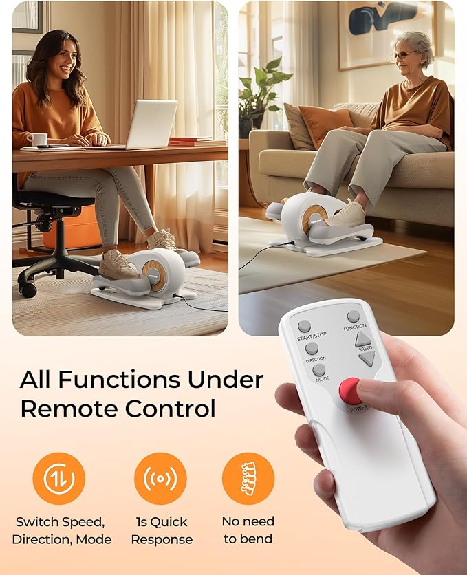 YOSUDA Under Desk Elliptical Electric,Ellipse Leg Exerciser for Seniors,Fully Assembled Seated Pedal Exerciser with Remote Control with Free Footstraps & 10 Adjustable Speeds