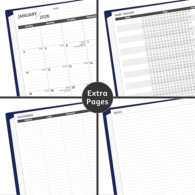 Monthly Planner 2026-2028, 36 Months Calendar Planner 2026-2028 from Jan 2026 – Dec 2028, 8.5'' x 11'' with Ruled Spread, Flexible Cover, Spiral Wirebound, Pocket, Coated Tabs, Notes ＆ Habit Tracker