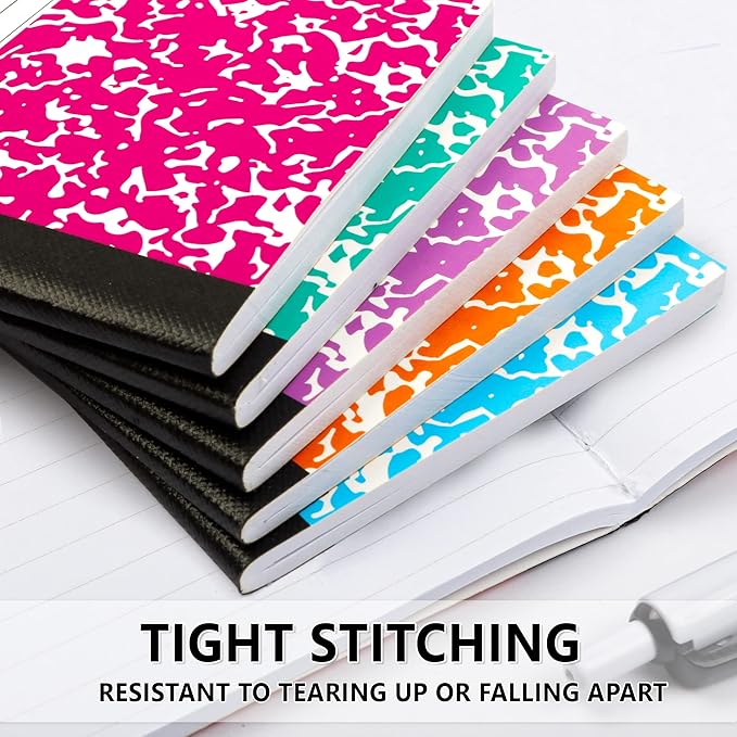 feela 70 Pack Mini Composition Notebook Bulk, Cute Pocket Composition Note Pad, Small Journal Notebooks for Students College School Supplies, 4.5" X 3.25", Narrow Ruled, 5 Pastel Marble Covers