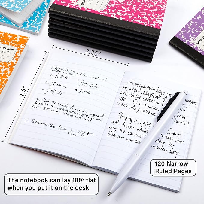 feela 70 Pack Mini Composition Notebook Bulk, Cute Pocket Composition Note Pad, Small Journal Notebooks for Students College School Supplies, 4.5" X 3.25", Narrow Ruled, 5 Pastel Marble Covers